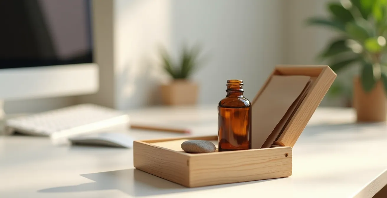 Kit de déconnexion d'urgence disposé sur un bureau épuré