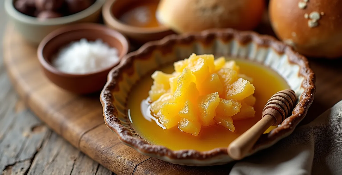 Arrangement harmonieux de produits gourmands complémentaires pour un coffret de mariage